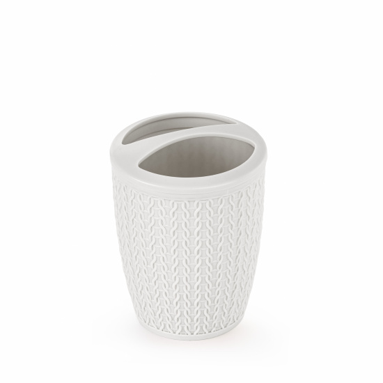Подставка для зубных щеток "Вязаное плетение" (белый) 